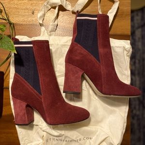 Etienne Aigner Sock Suede Burgundy Booties